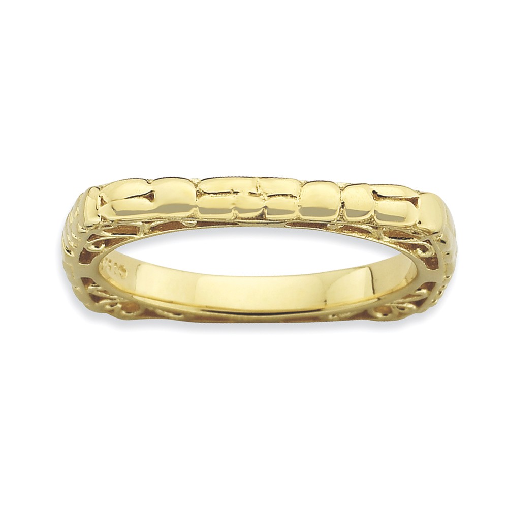 2.25mm Stackable 18K Yellow Gold Plated Silver Square Band