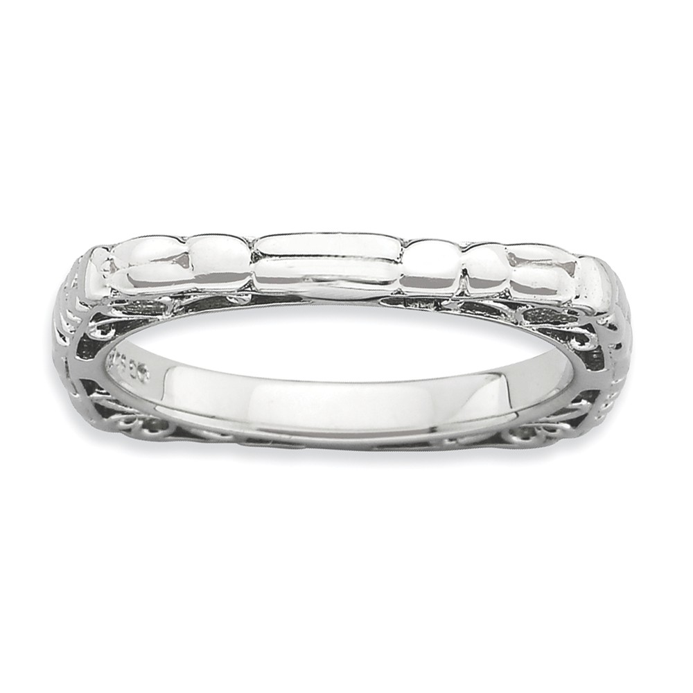 2.25mm Stackable Sterling Silver Square Cobblestone Band