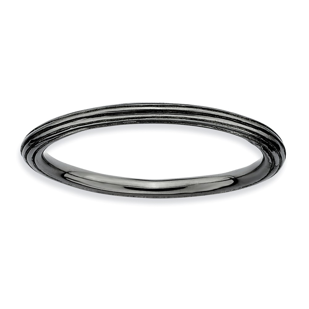 1.5mm Stackable Black Plated Silver Simply Elegant Band