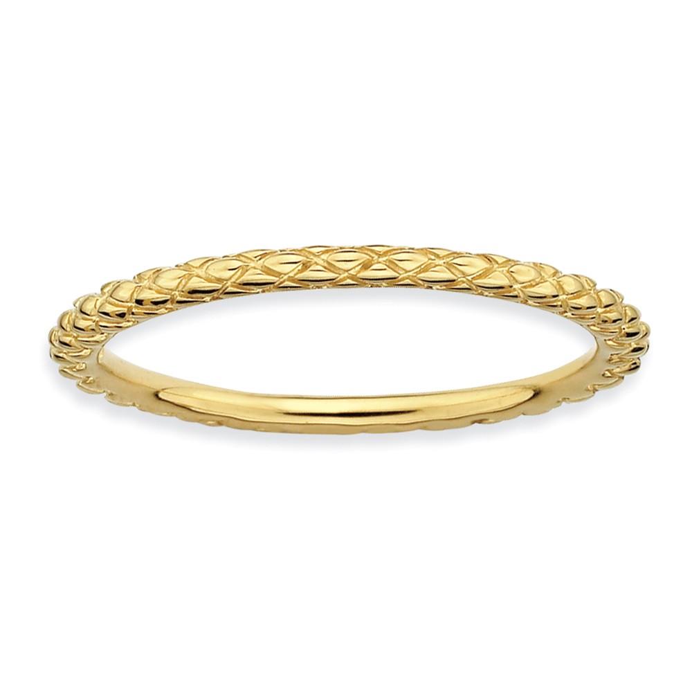 1.5mm Stackable 14K Yellow Gold Plated Silver Crisscross Band