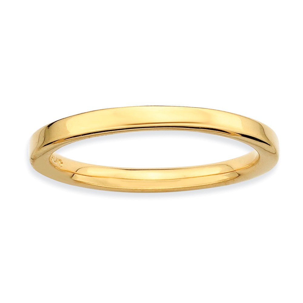 2.25mm Stackable 14K Yellow Gold Plated Silver Semi Rounded Band