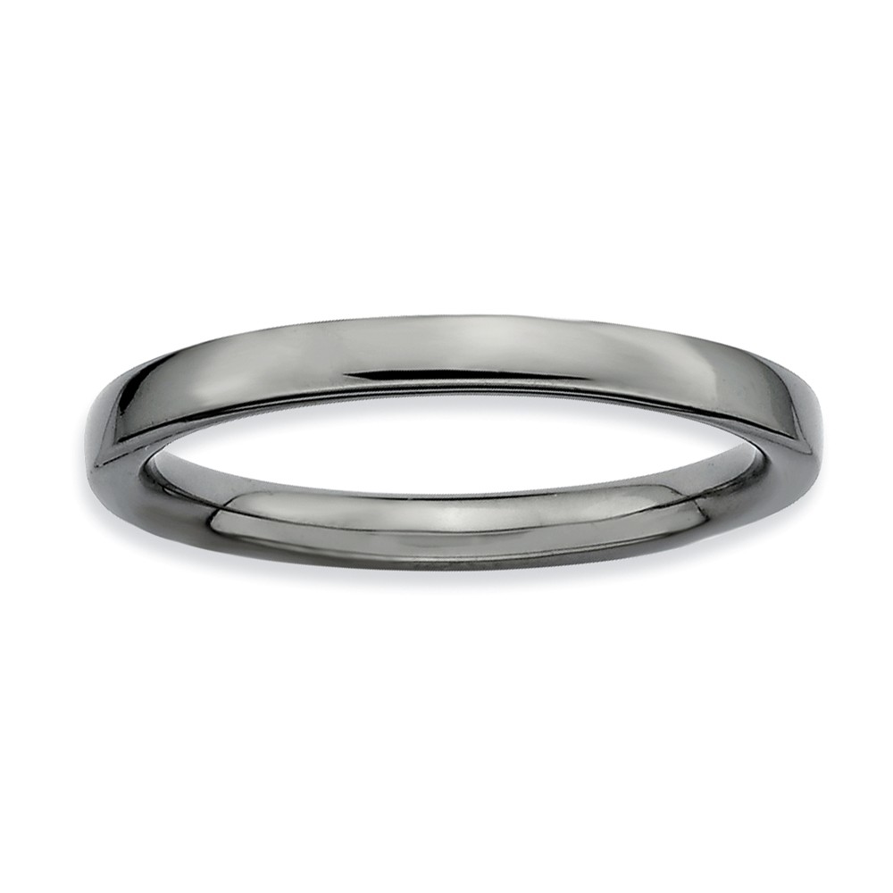 2.25mm Stackable Black Plated Silver Semi Rounded Band