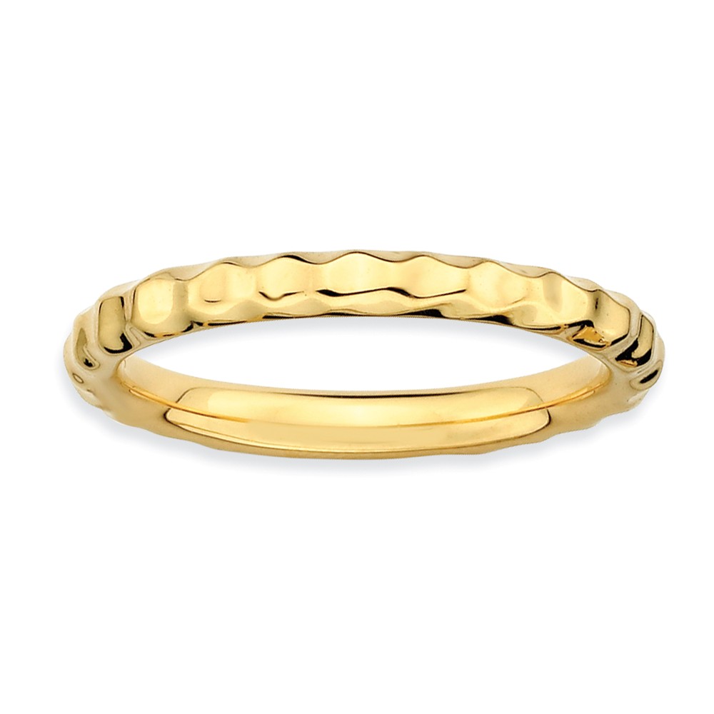 2.25mm Stackable 14K Yellow Gold Plated Silver Hammered Band