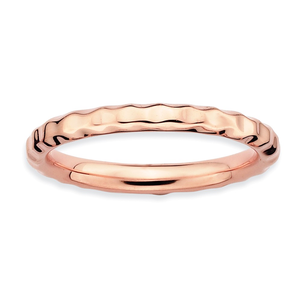 2.25mm Stackable 14K Rose Gold Plated Silver Hammered Band