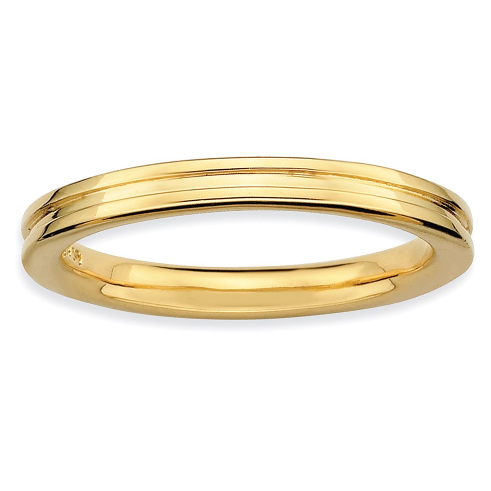 2.25mm Stackable 14K Yellow Gold Plated Silver Grooved Band