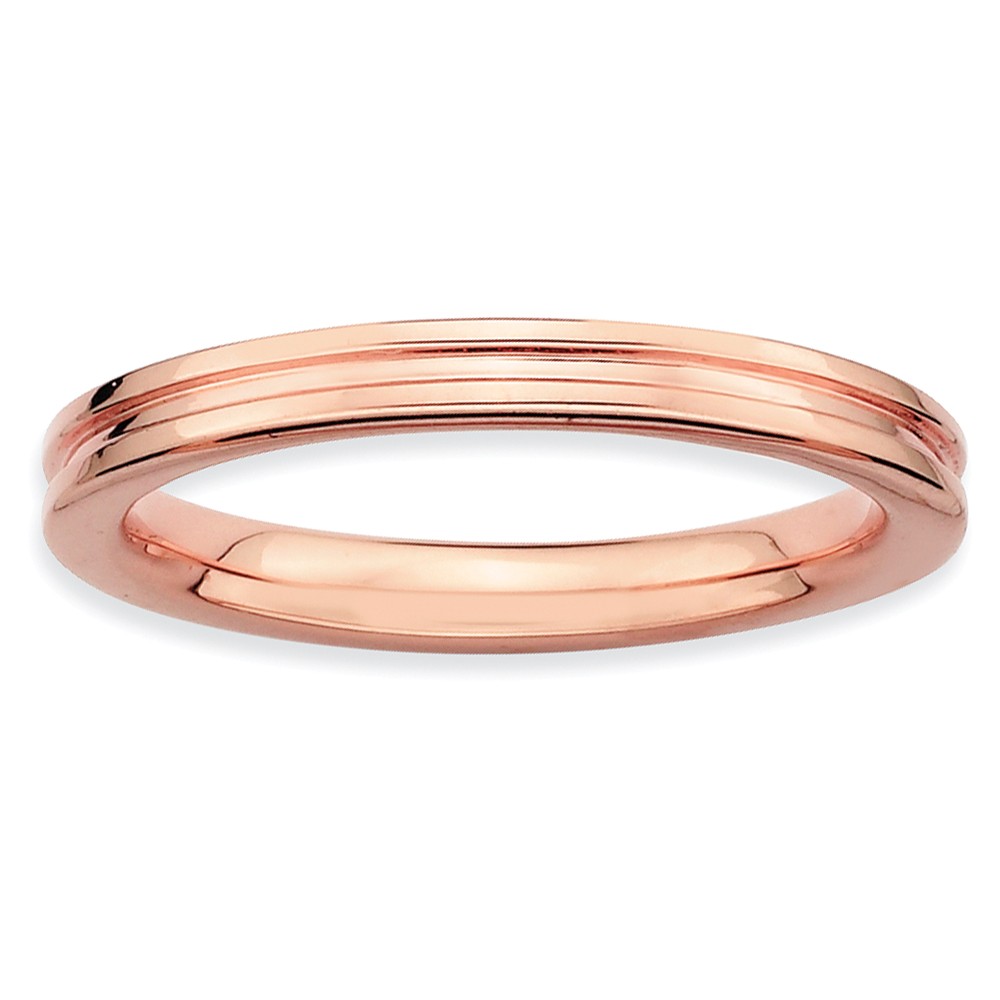 2.25mm Stackable 14K Rose Gold Plated Silver Grooved Band