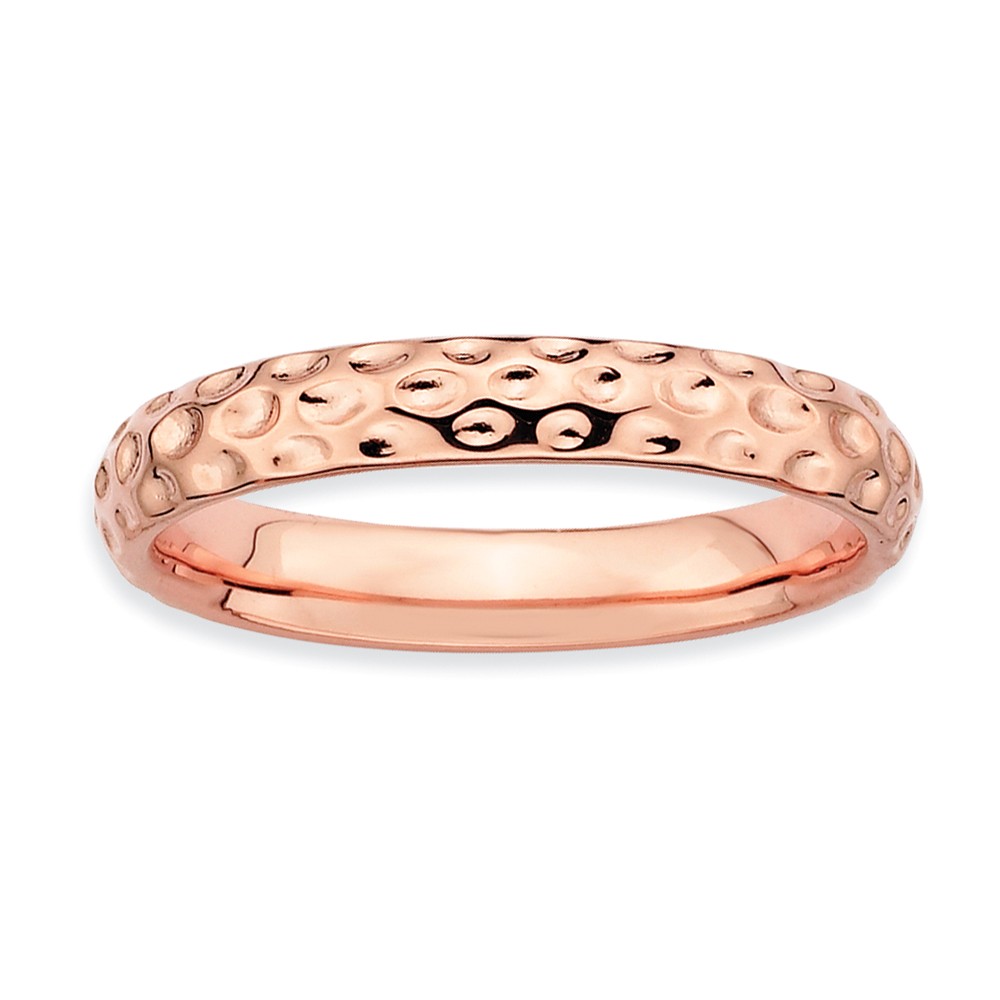 3.25mm Stackable 14K Rose Gold Plated Silver Hammered Band