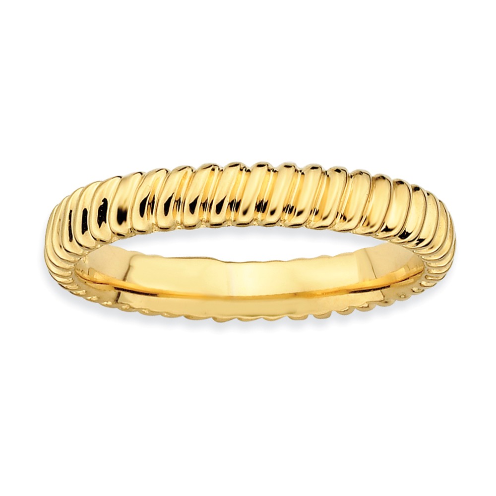 3.25mm Stackable 14K Yellow Gold Plated Silver Fluted Band