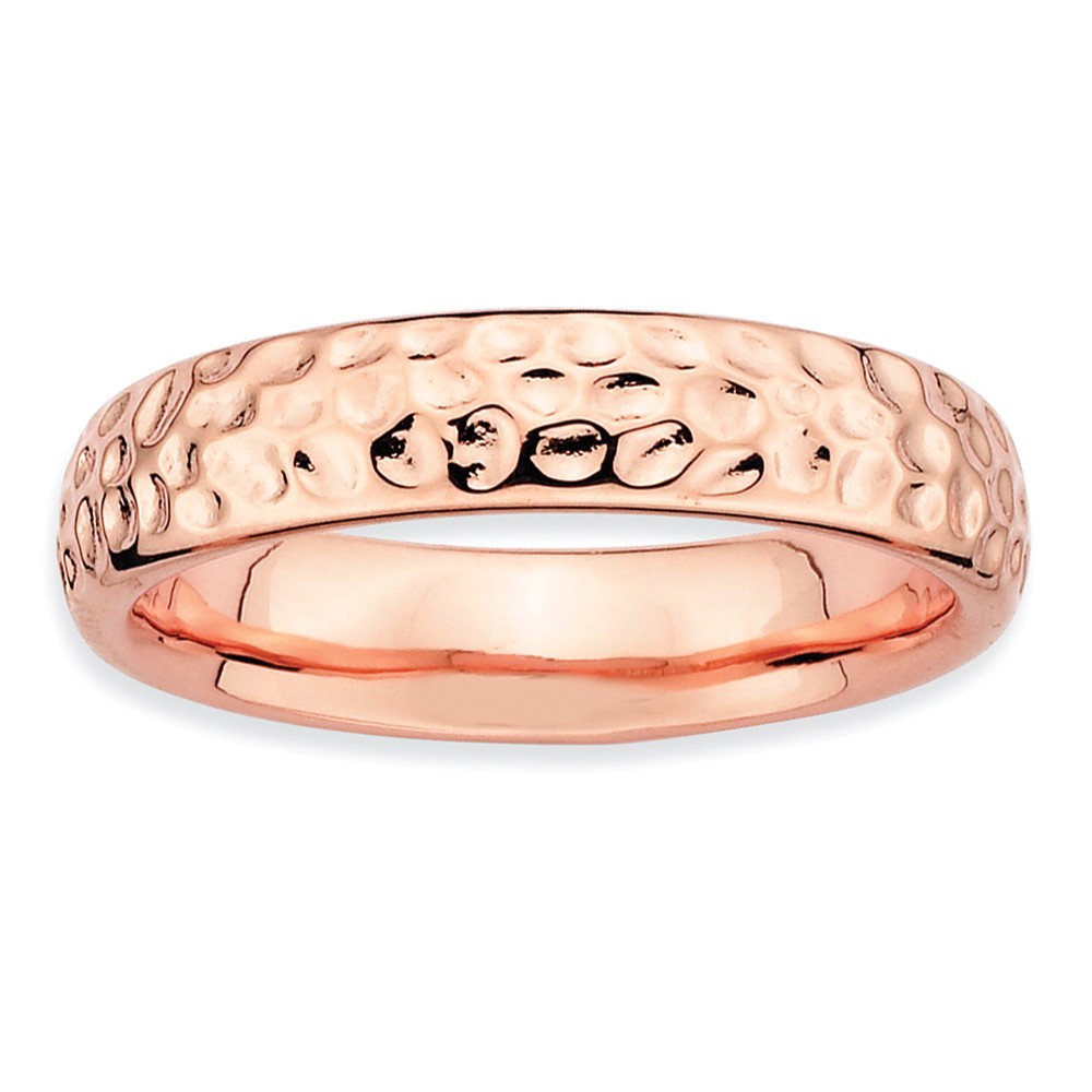 4.5mm Stackable 14K Rose Gold Plated Silver Hammered Band