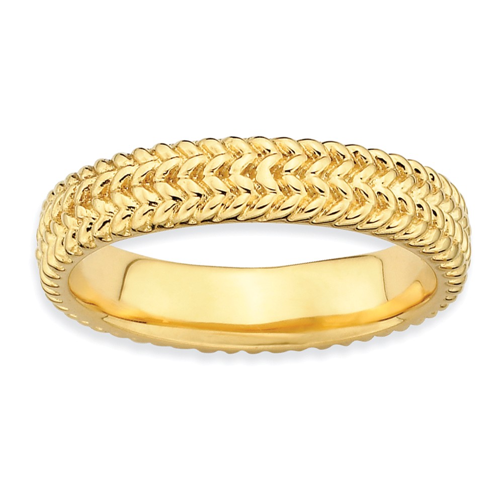 4.5mm Stackable 14K Yellow Gold Plated Silver Wheat Band