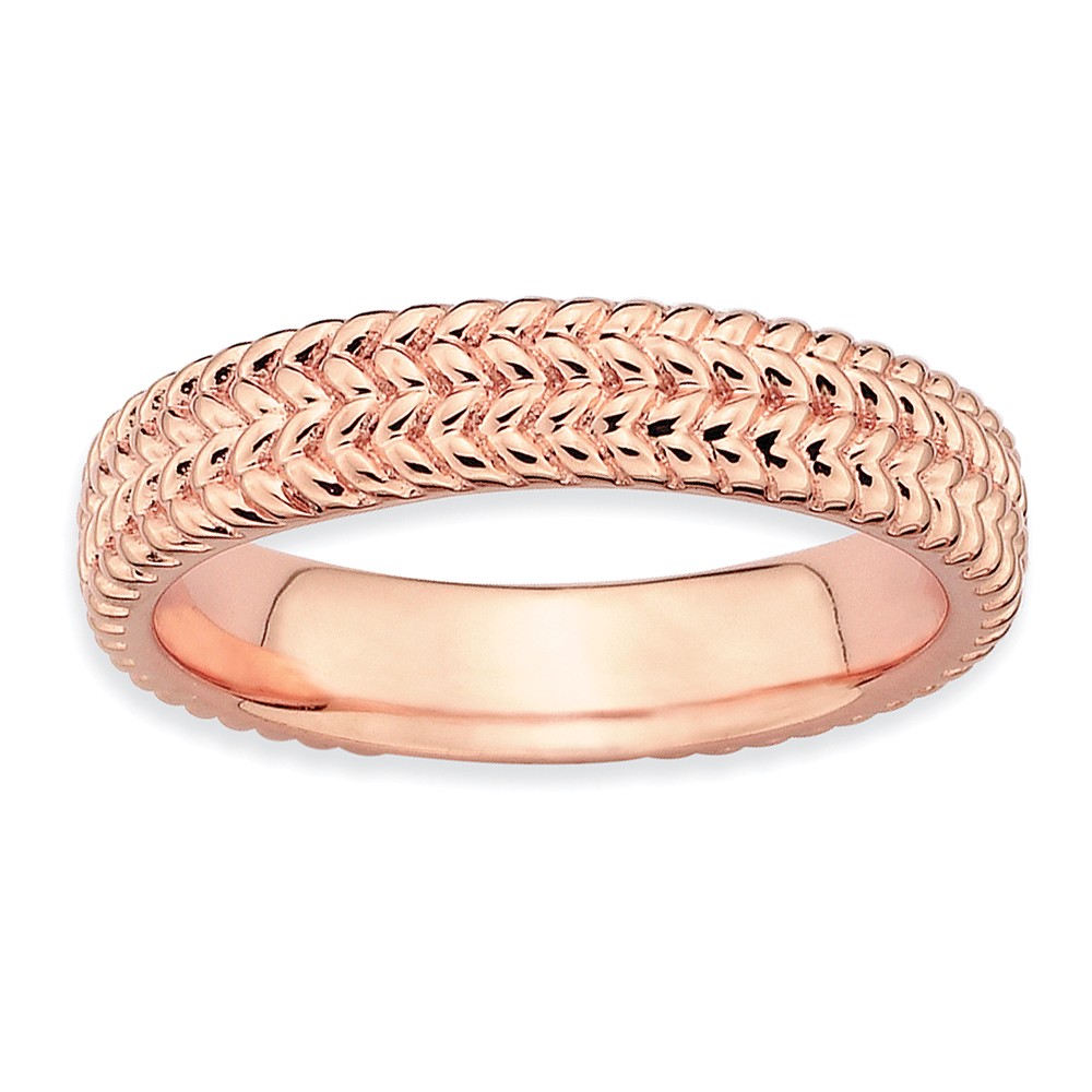 4.5mm Stackable 14K Rose Gold Plated Silver Wheat Band