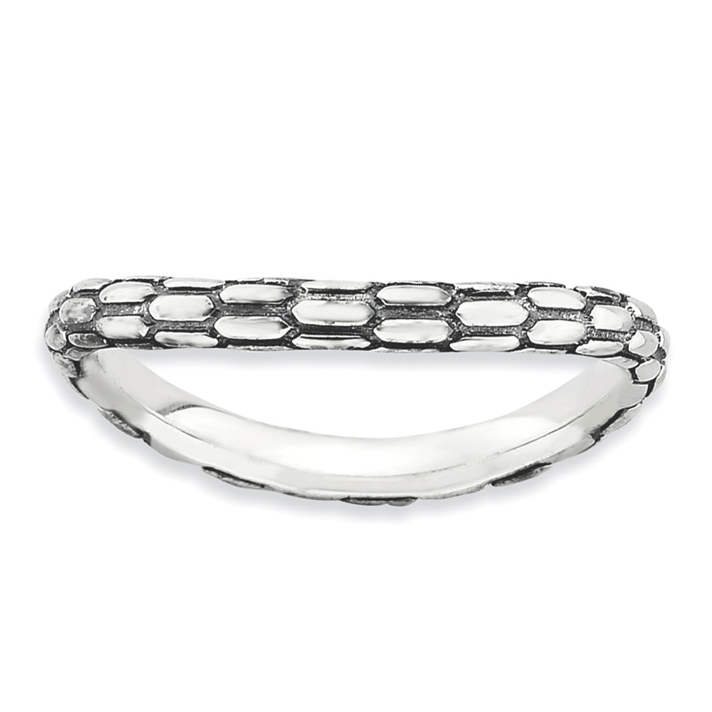 2.25mm Stackable Antiqued Sterling Silver Curved Dragon Skin Band