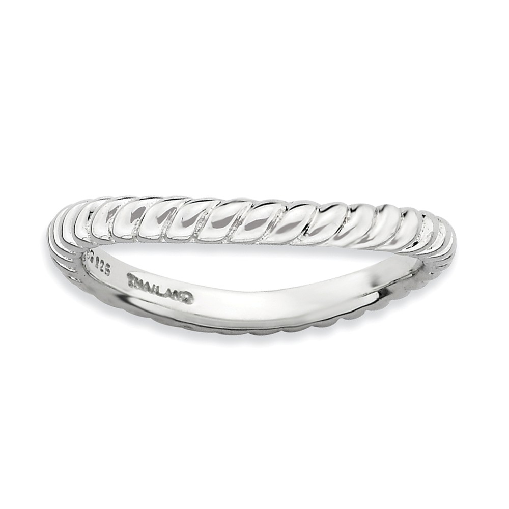 2.25mm Stackable Sterling Silver Curved Rope Band