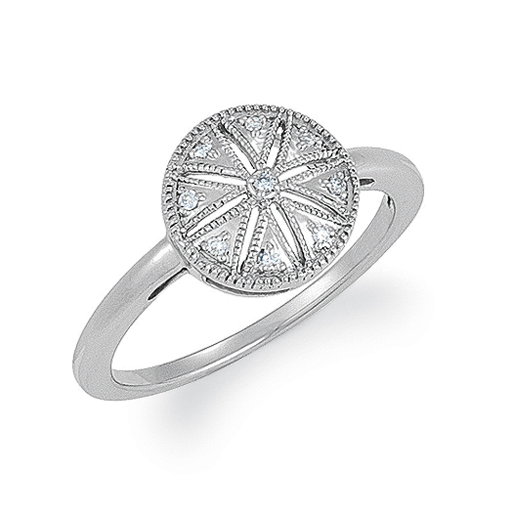 Vintage Style Sterling Silver .04 Ctw G-H, I2 Diamond Circle Ring