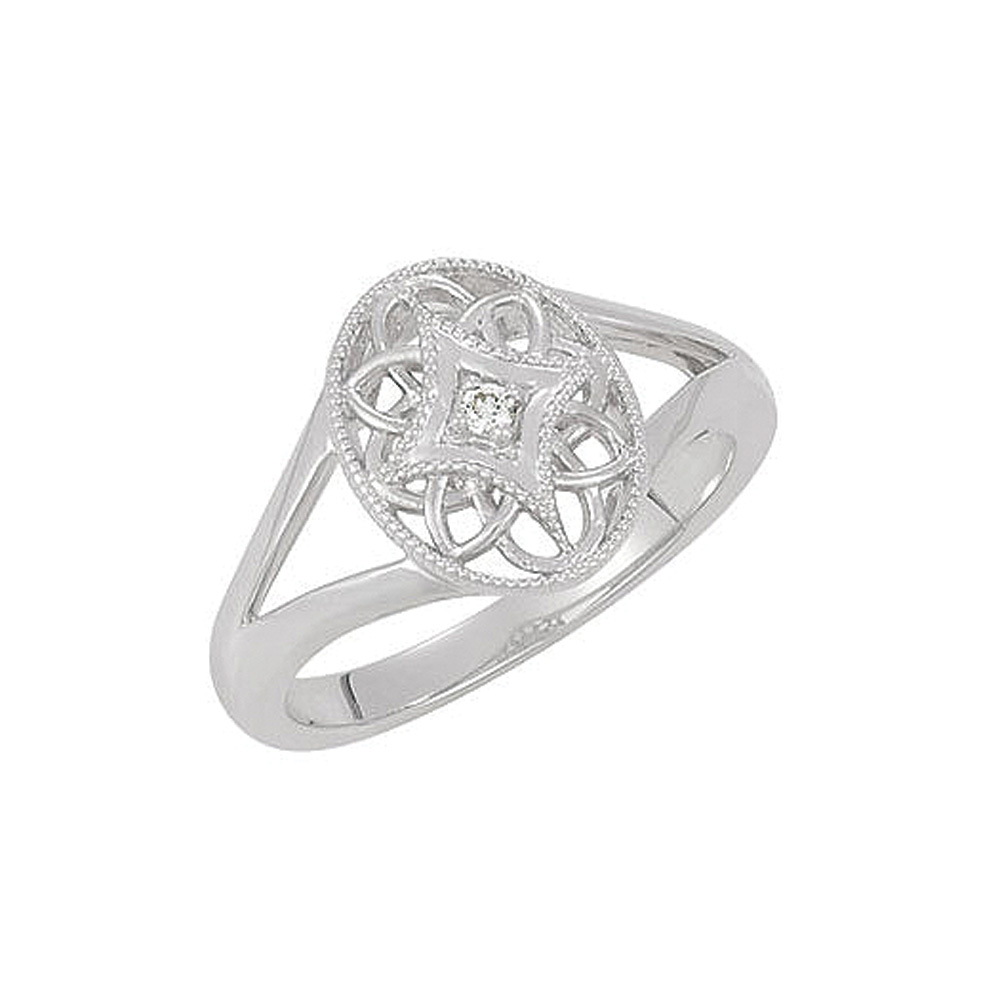 Vintage Style Sterling Silver .025 Ct G-H, I2  Diamond Oval Ring