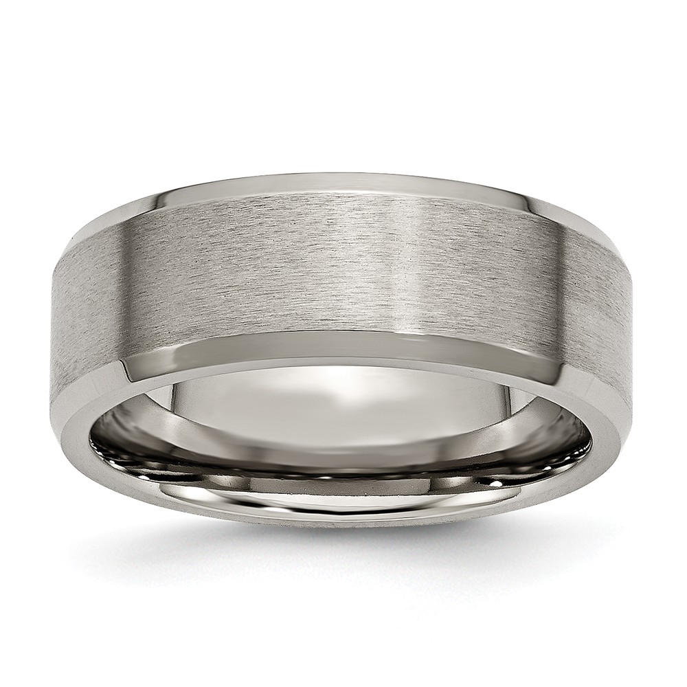 Titanium Beveled Edge 8mm Brushed Comfort Fit Band