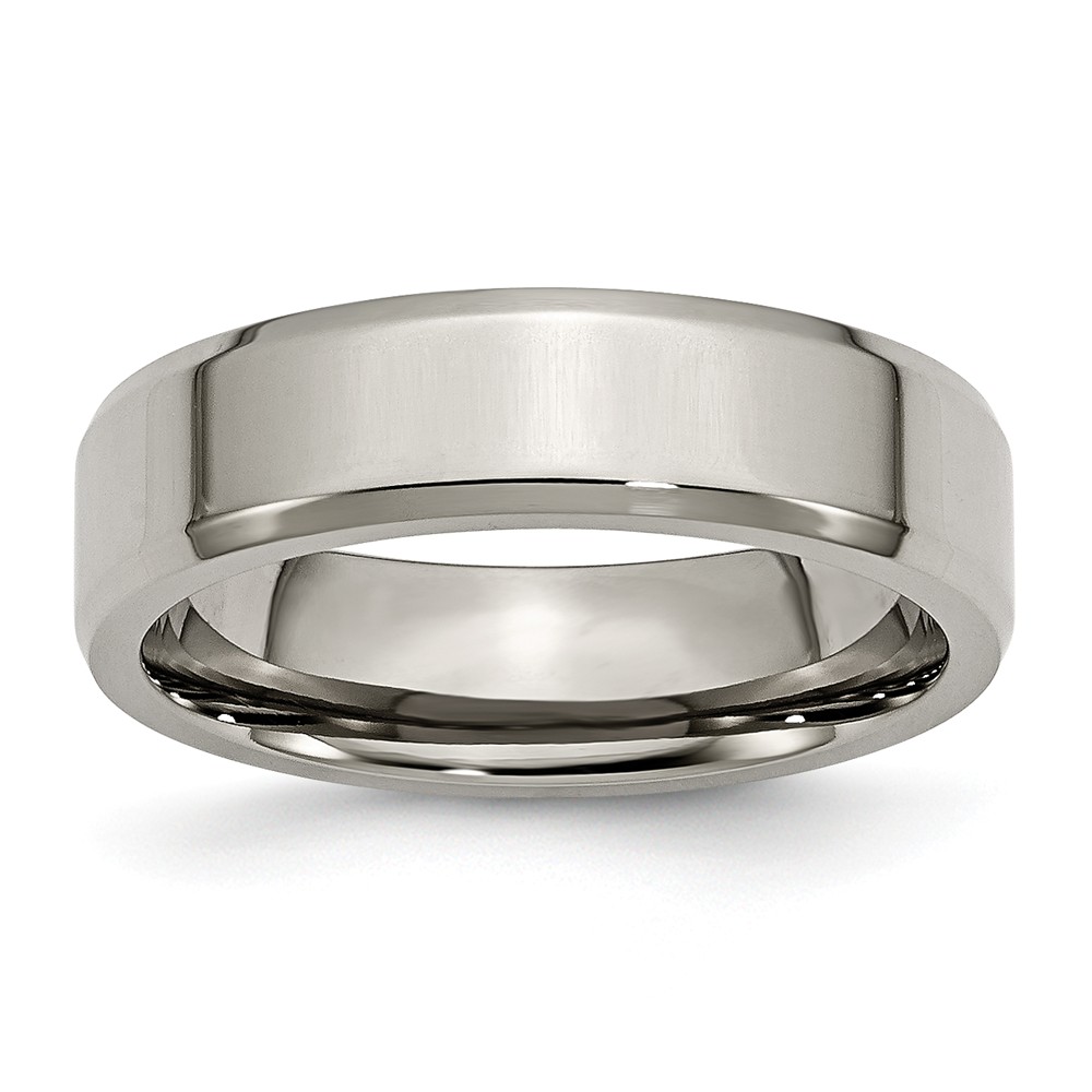 Titanium Beveled Edge 6mm Polished Comfort Fit Band