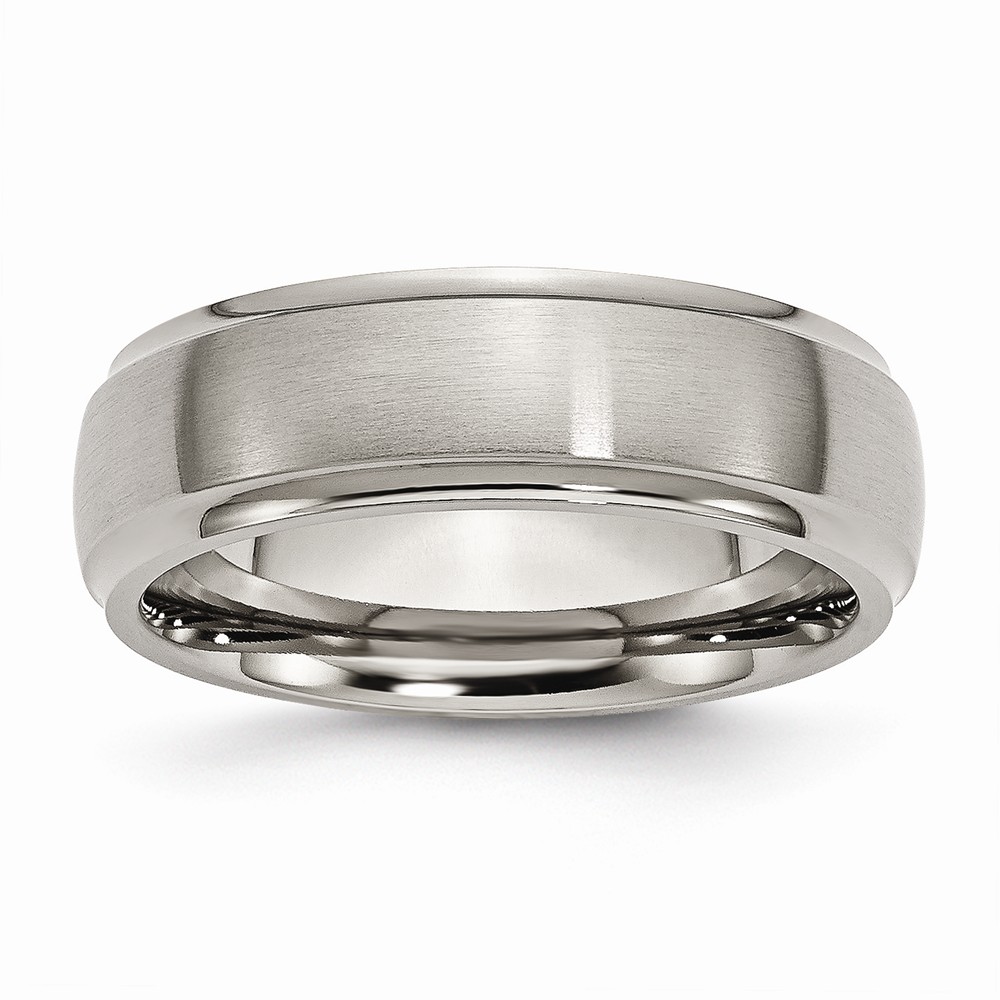 Titanium Ridged Edge 7mm Dual Finish Comfort Fit Band