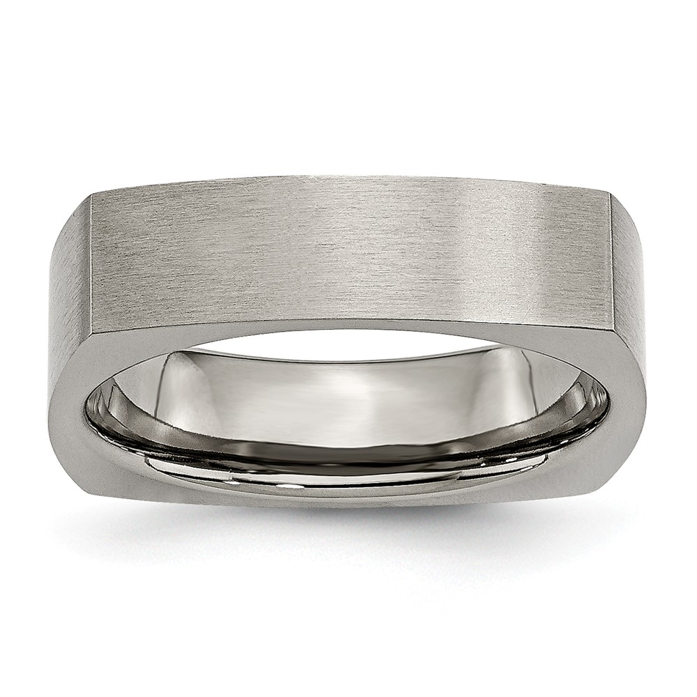 Titanium Square 6mm Satin Comfort Fit Band