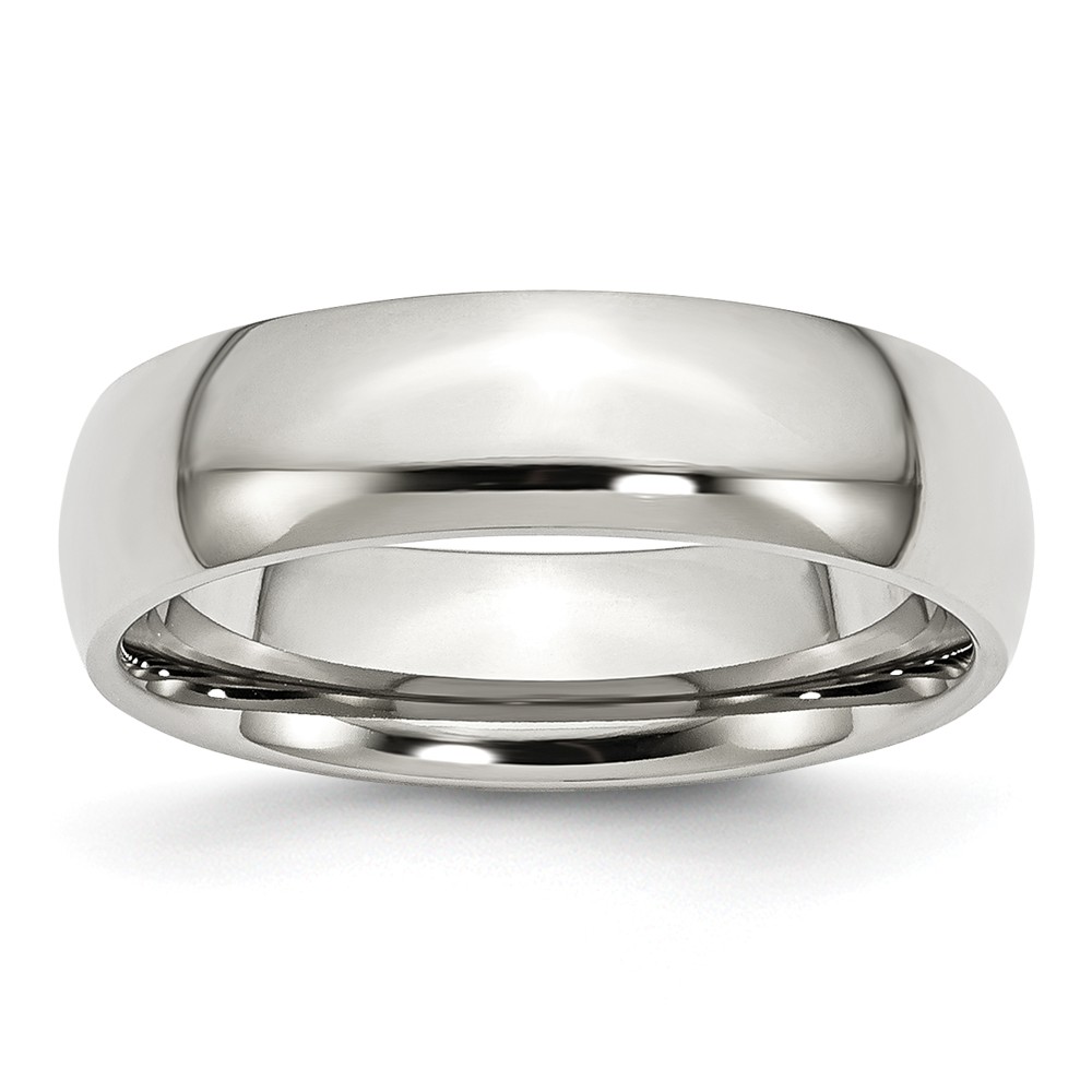 Stainless Steel Domed 6mm Polished Comfort Fit Band Size 12.5