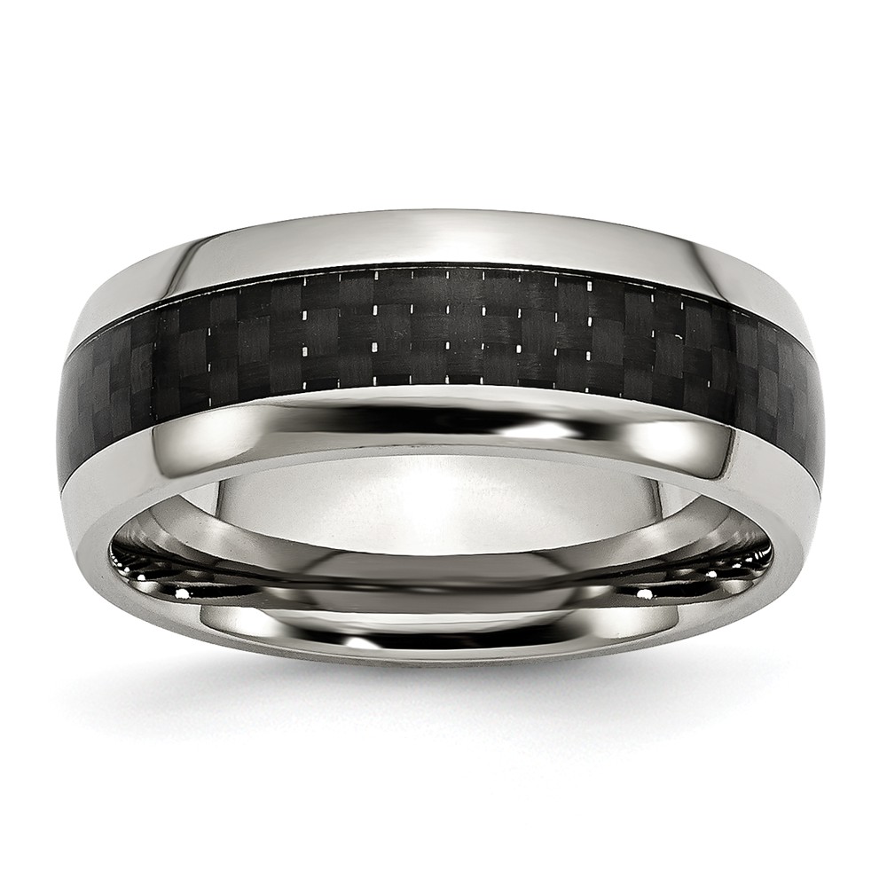 Stainless Steel and Black Carbon Fiber 8mm Comfort Fit Band