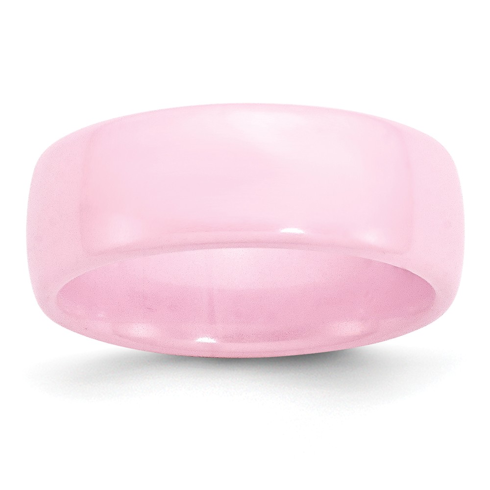 Pink Ceramic, 8mm Polished Domed Comfort Fit Band