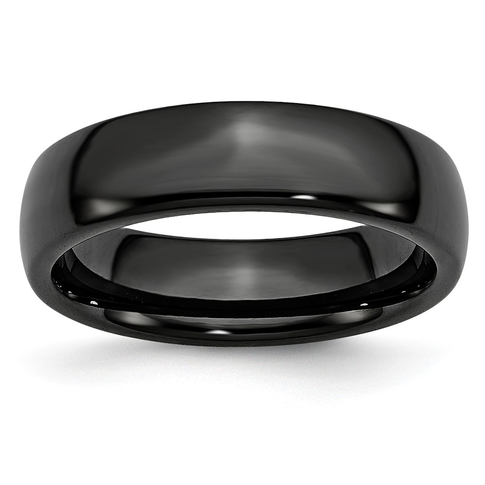 Black Ceramic, 6mm Polished Domed Comfort Fit Band