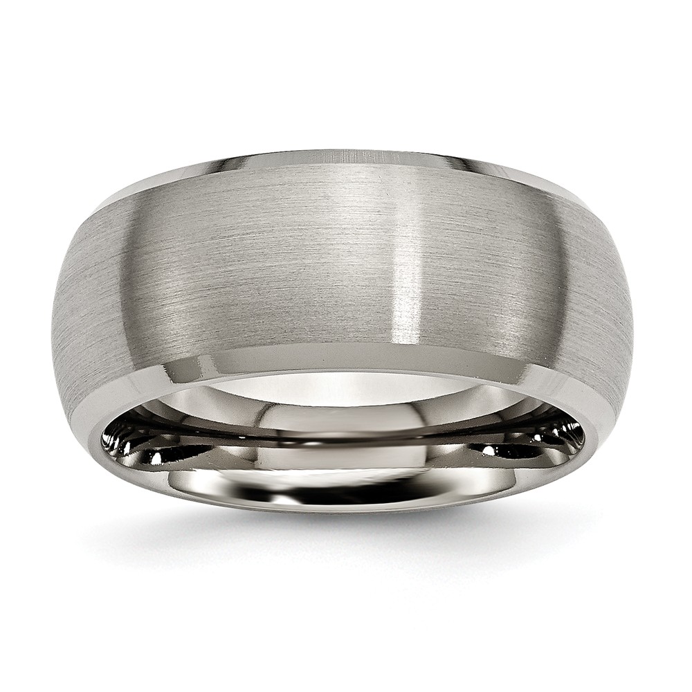 Titanium Beveled Edge 10mm Satin And Polished Comfort Fit Band