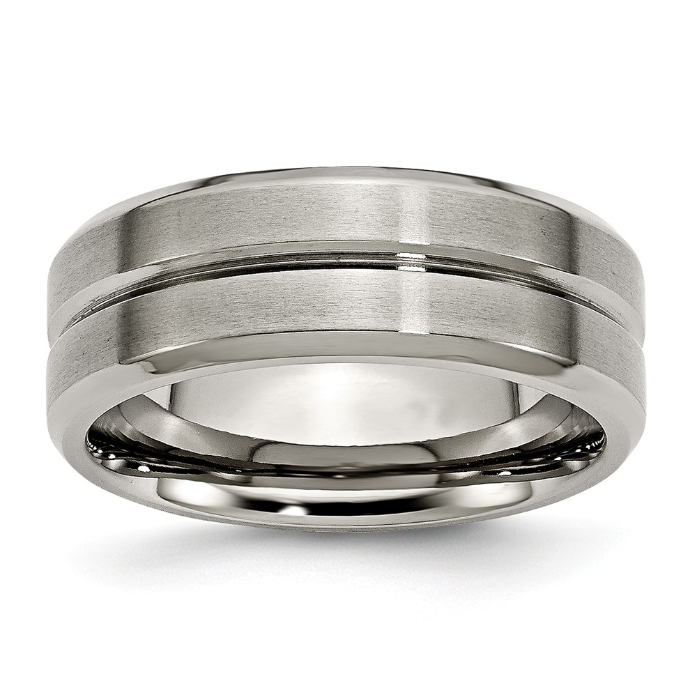 Titanium 8mm Grooved And Beveled Edge Comfort Fit Band