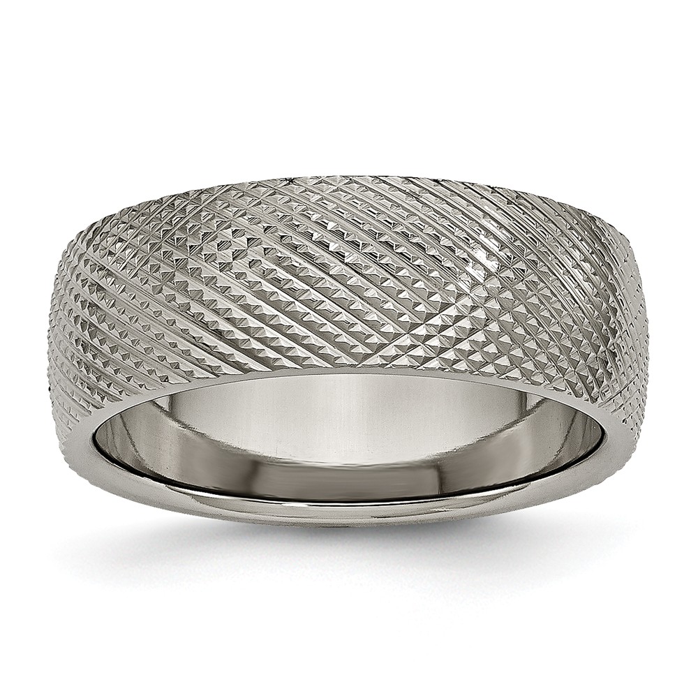 Titanium 8mm Crisscross Textured Comfort Fit Band