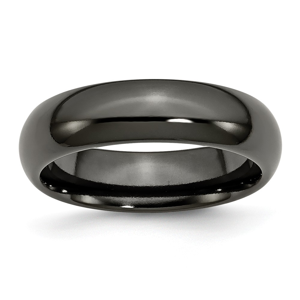 Black Titanium 6mm Polished Domed Comfort Fit Band