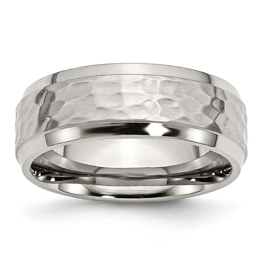 Stainless Steel 8mm Hammered Comfort Fit Band