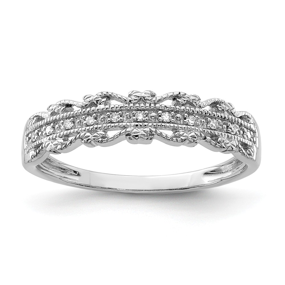 4mm Diamond Ornate Ring in Sterling Silver