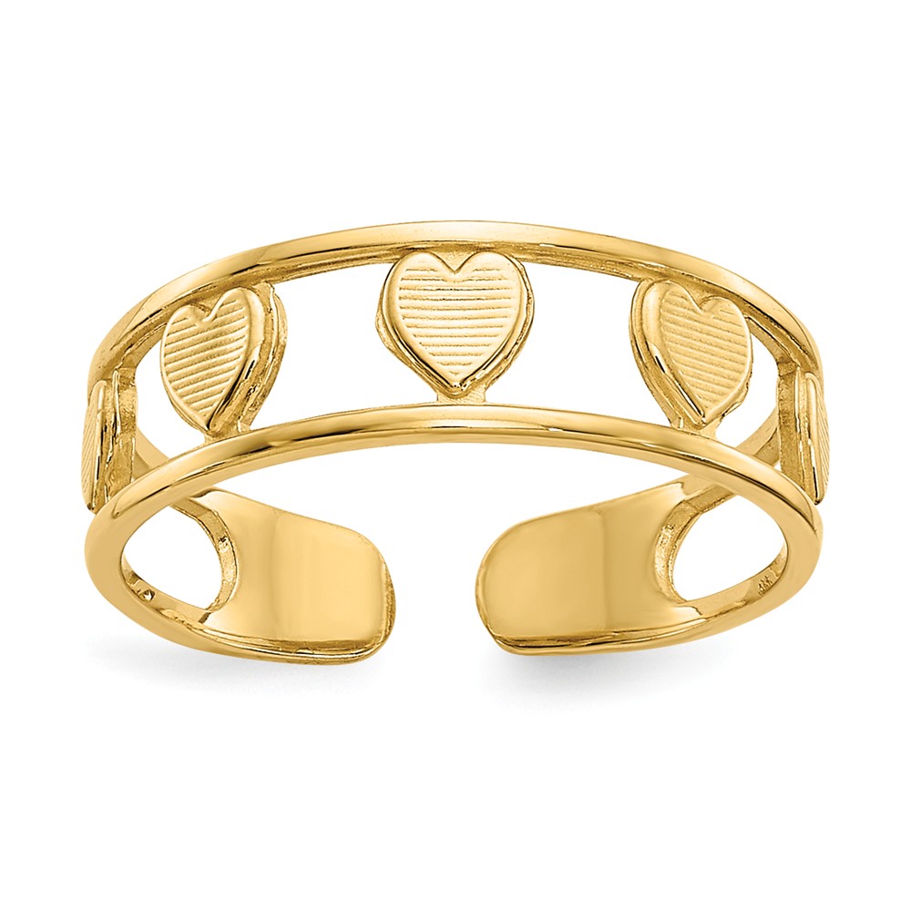 4mm Textured Heart Toe Ring in 14K Yellow Gold