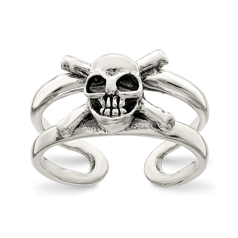 Antiqued SS Skull and Cross Bones Toe Ring