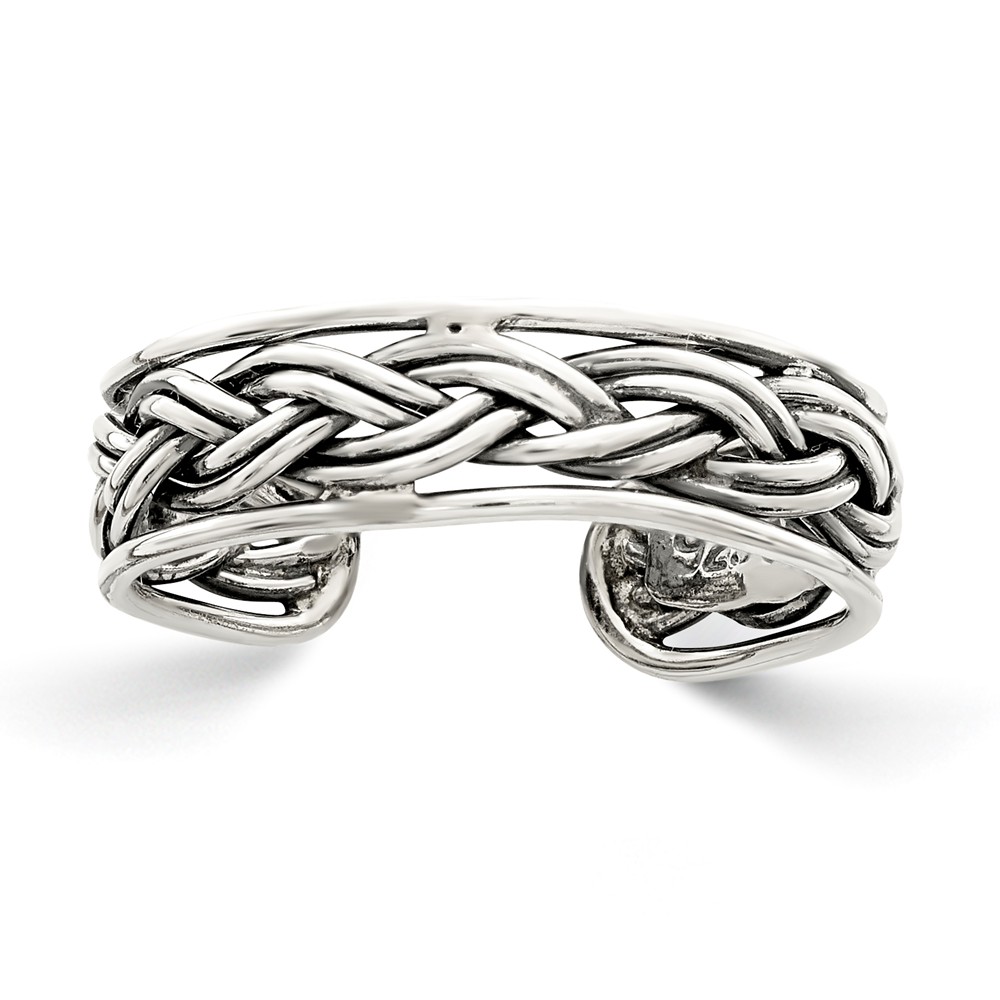 Antiqued Double Braided Toe Ring in Sterling Silver