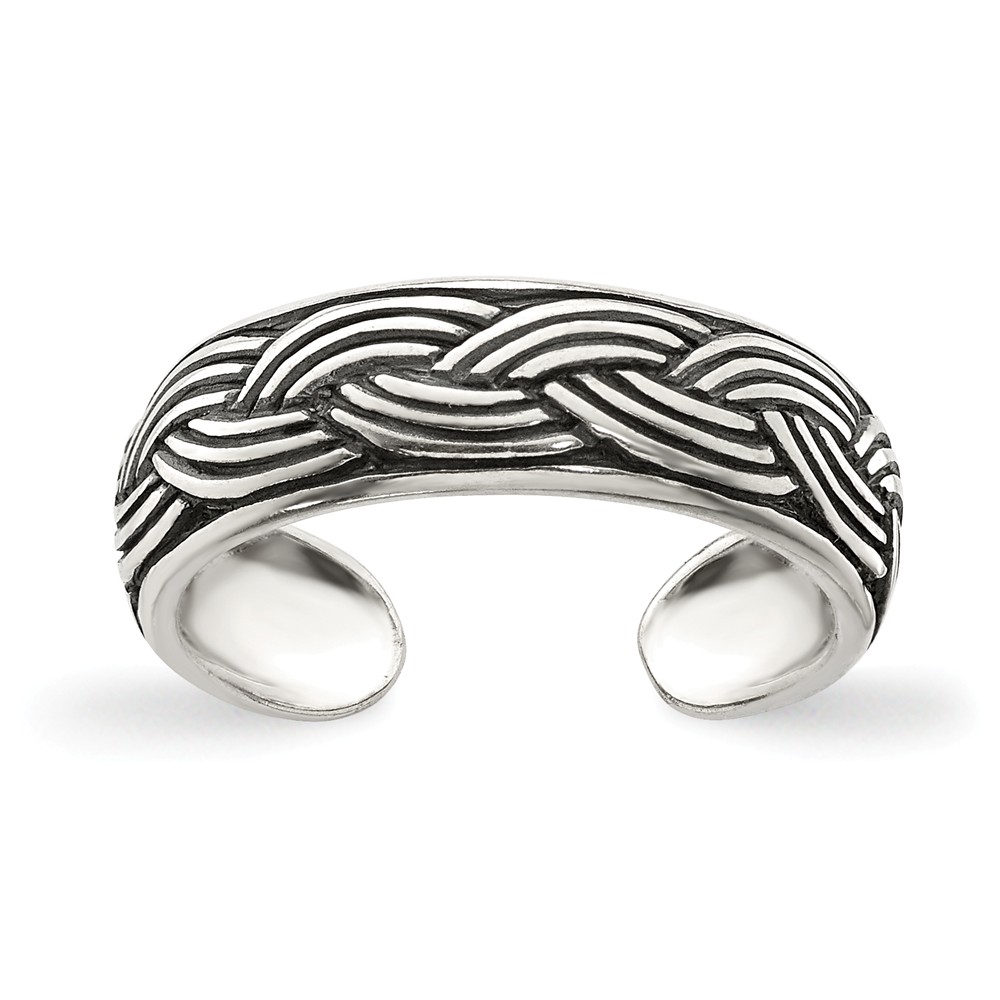 Antiqued Triple Braided Toe Ring in Sterling Silver