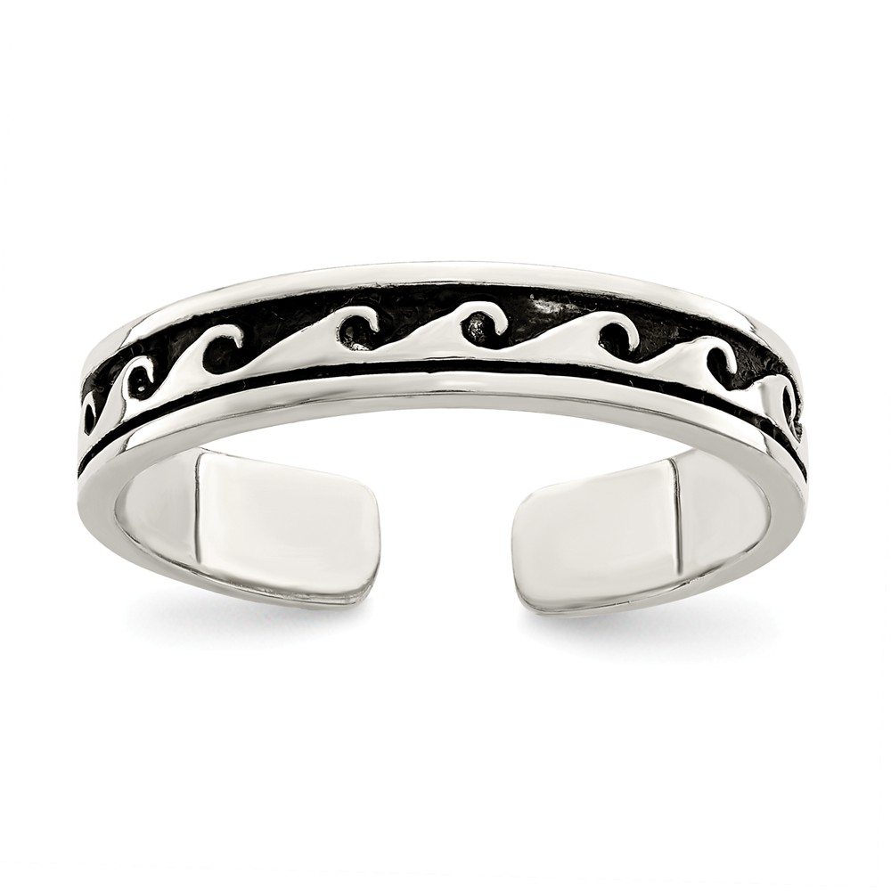 Antiqued Wave Toe Ring in Sterling Silver