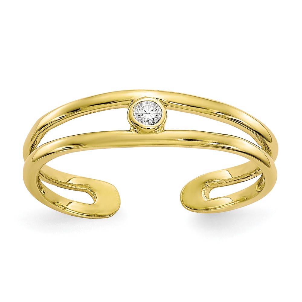 Split Shank Cubic Zirconia Toe Ring in 10K Yellow Gold