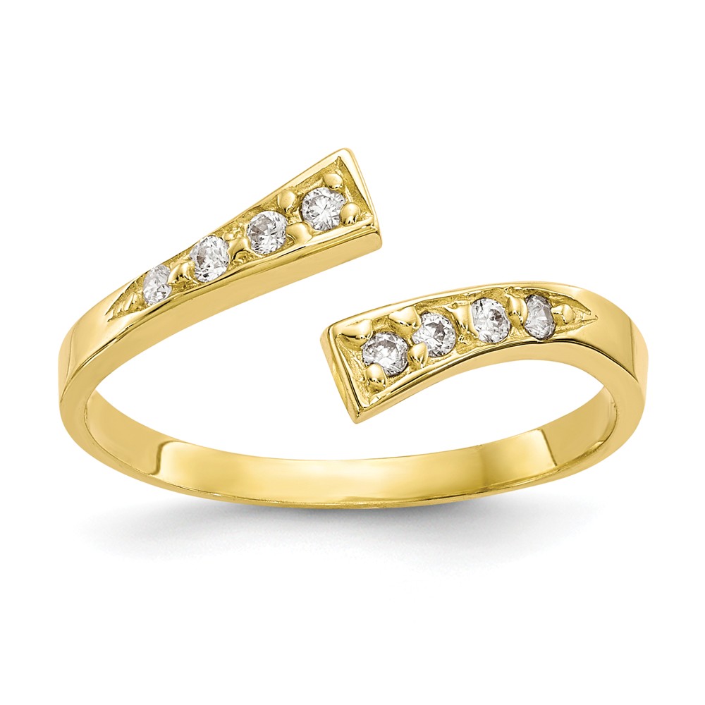 Cubic Zirconia Bypass Toe Ring in 10 Karat Yellow Gold