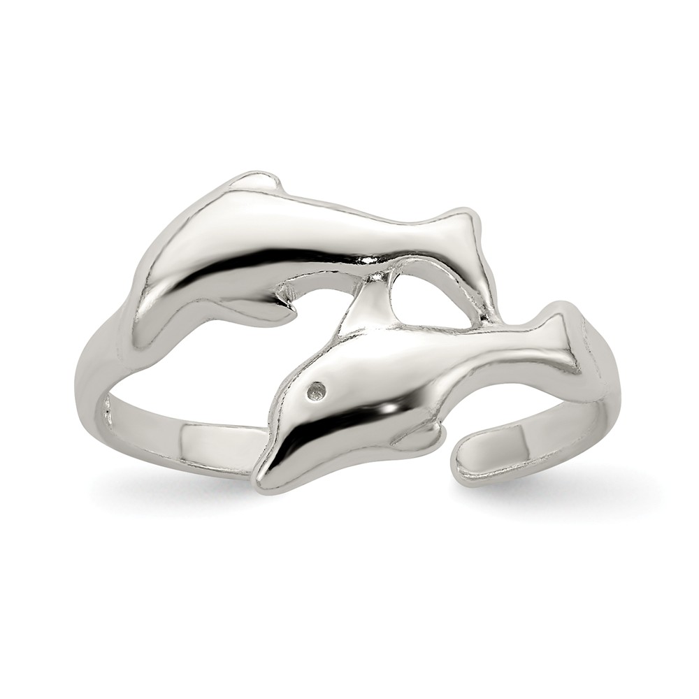 Double Dolphin Toe Ring In Sterling Silver