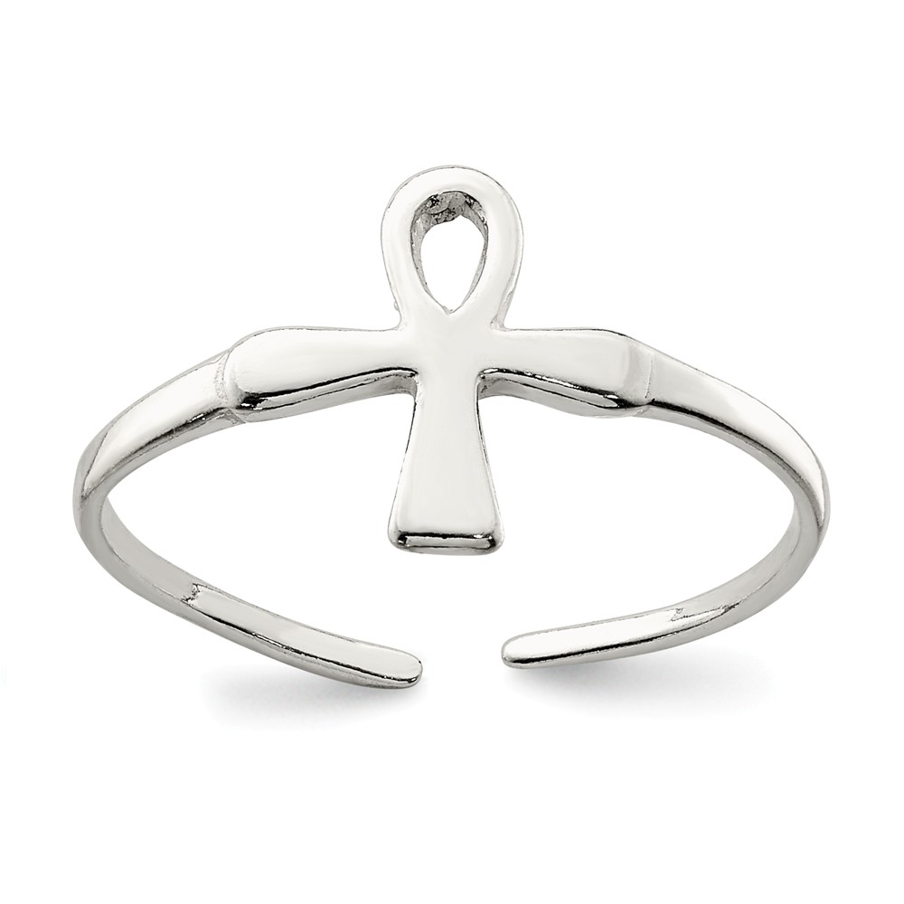 Ankh Cross Toe Ring in Sterling Silver