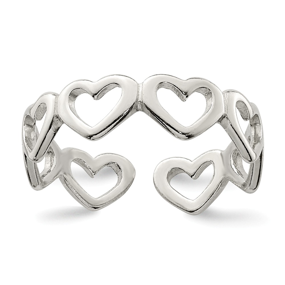 Cut-out Hearts Toe Ring in Sterling Silver