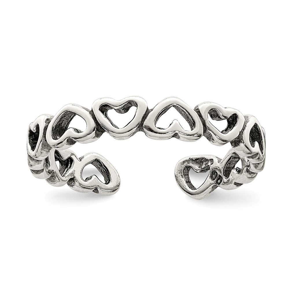 Antiqued Sterling Silver Hearts Toe Ring