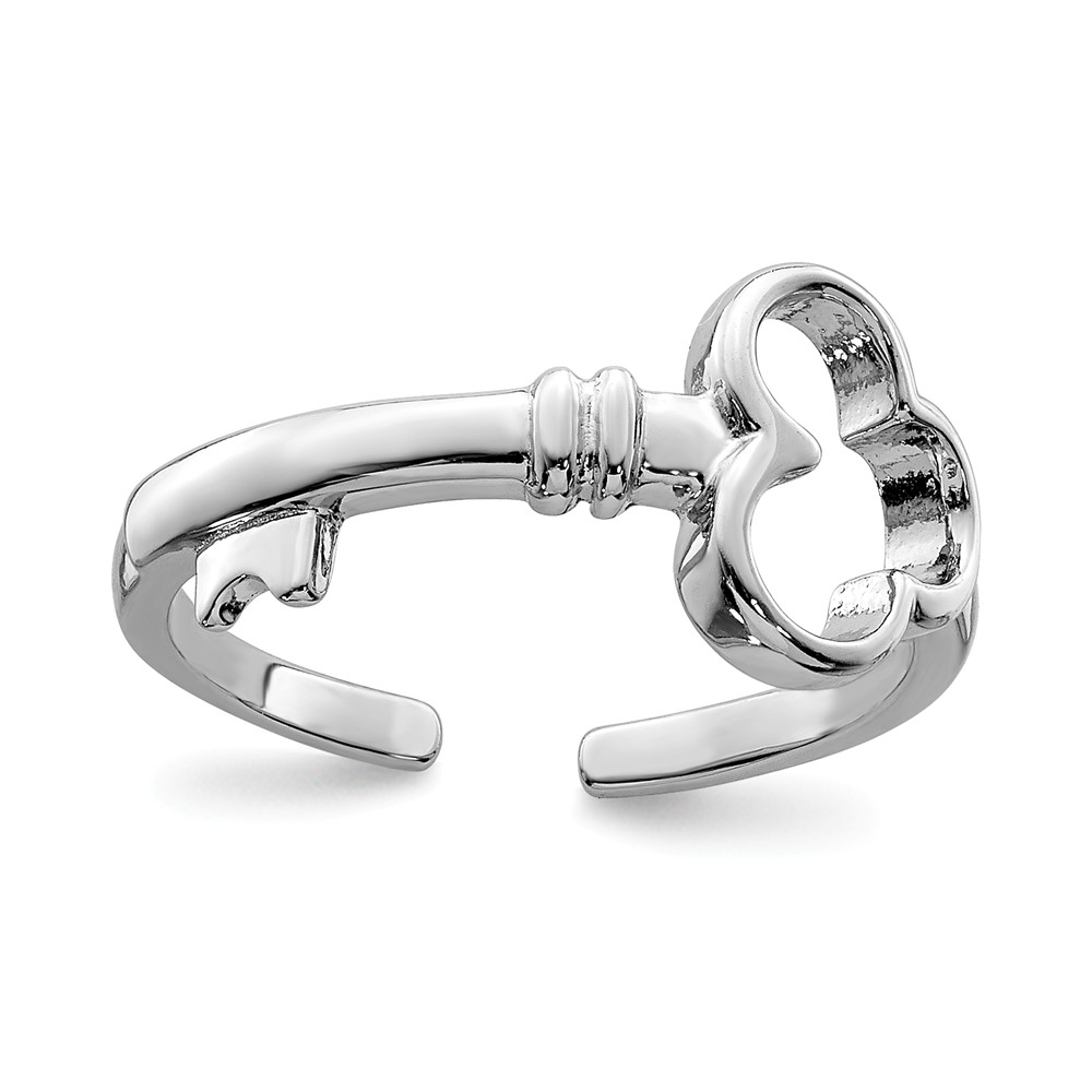 Rhodium Plated Sterling Silver 8mm Key Toe Ring