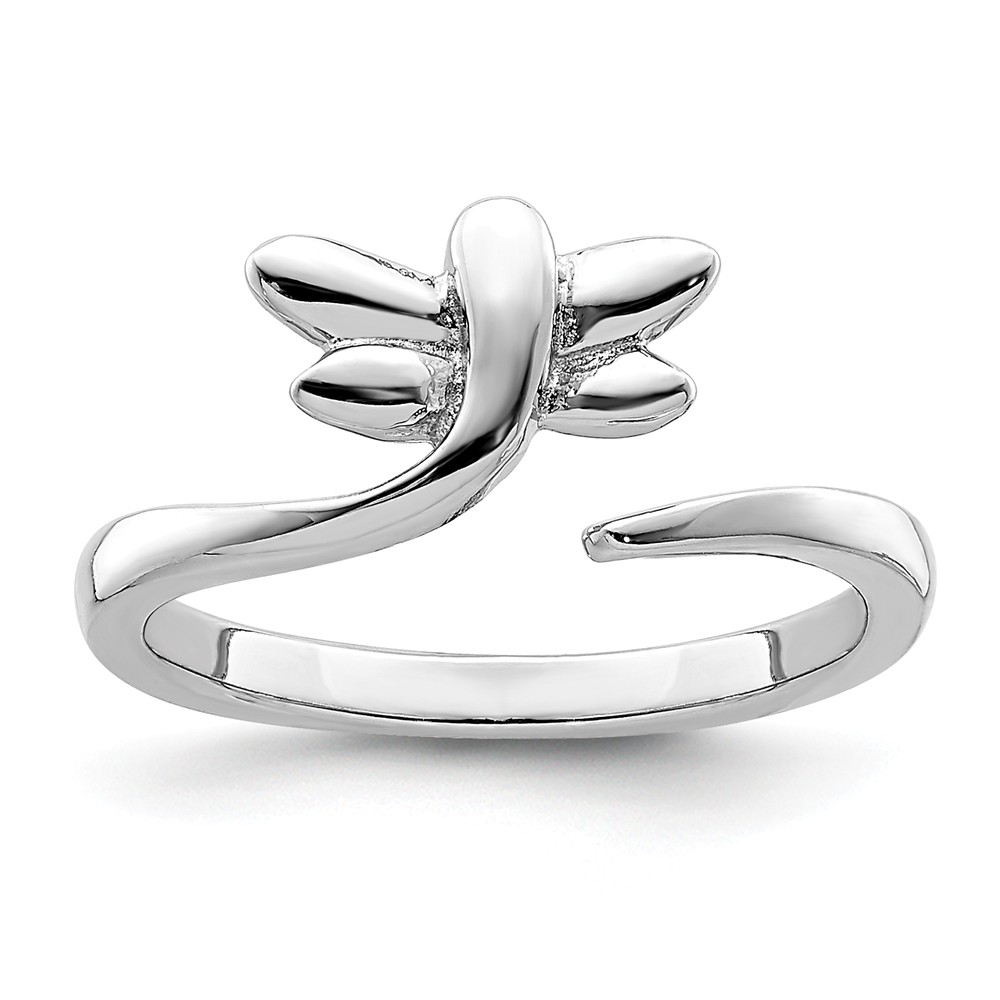 Rhodium Plated Sterling Silver Dragonfly Bypass Toe Ring