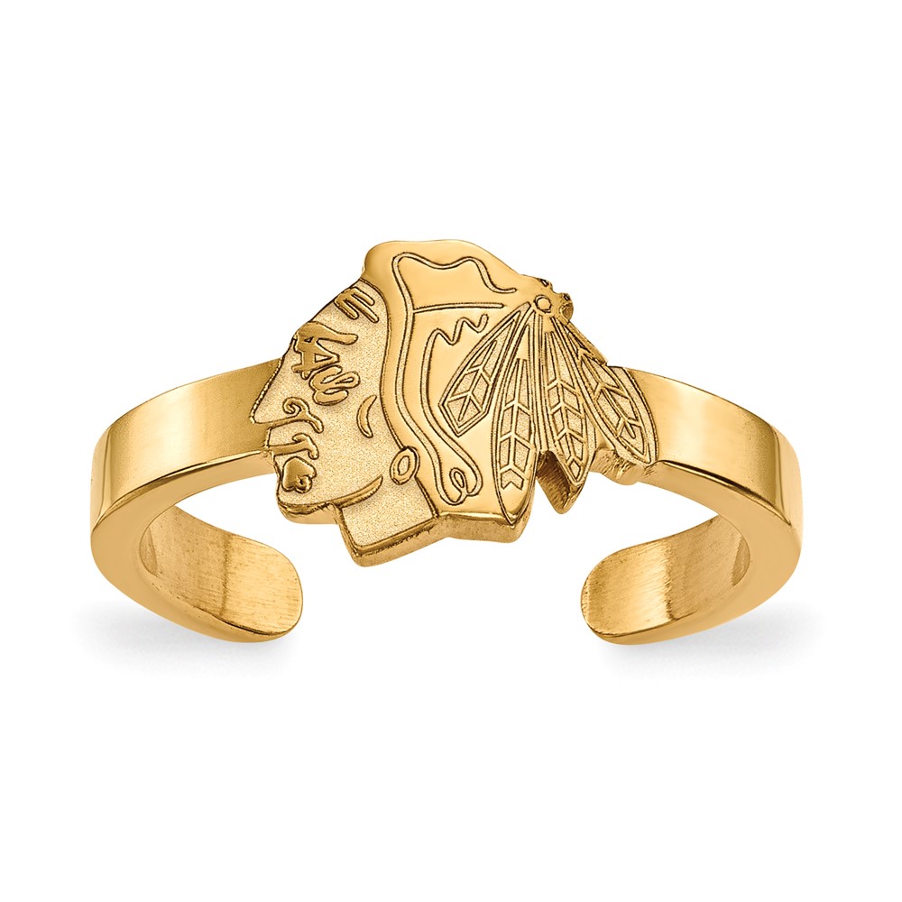 Sterling Silver 14k Yellow Gold Plated NHL Chicago Blackhawks Toe Ring