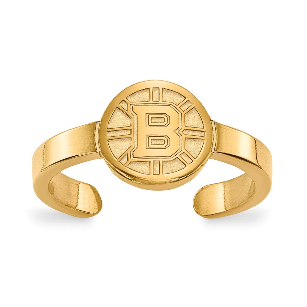 Sterling Silver 14k Yellow Gold Plated NHL Boston Bruins Toe Ring
