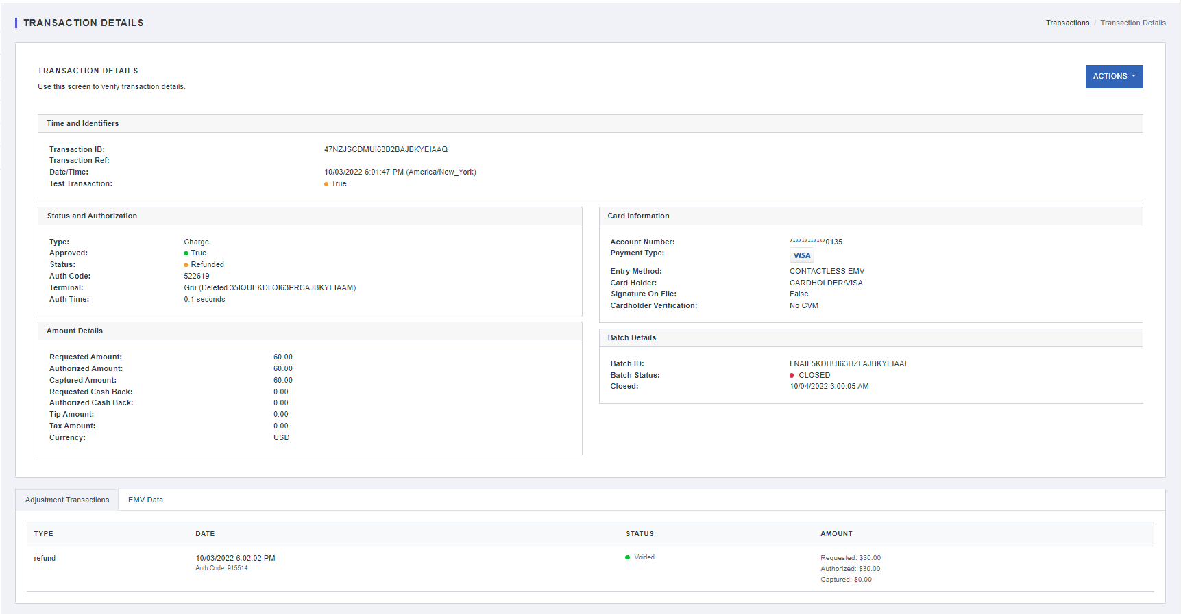 Blockchyp batch history