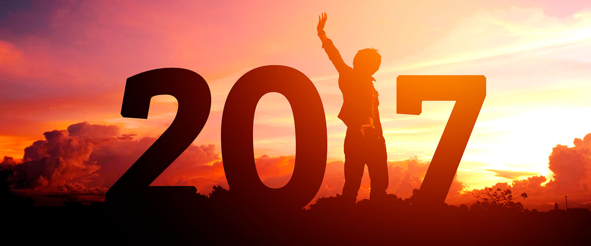Imagen de persona viendo el atardecer, recibiendo el año 2017.